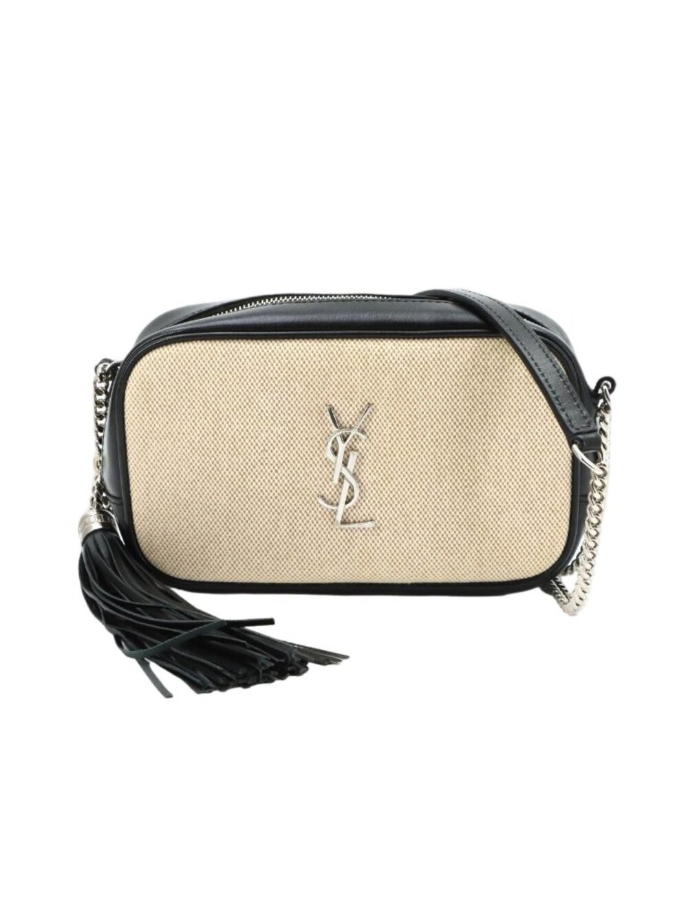 Saint Laurent Lou Camera Bag Chain Canvas Leather Beige